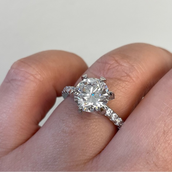 2.00ct 6 Prong Round Diamond CZ Engagement Ring Sterling Silver - Picture 2 of 15